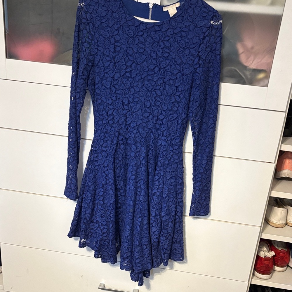H&M Blue Lace Long Sleeve Dress